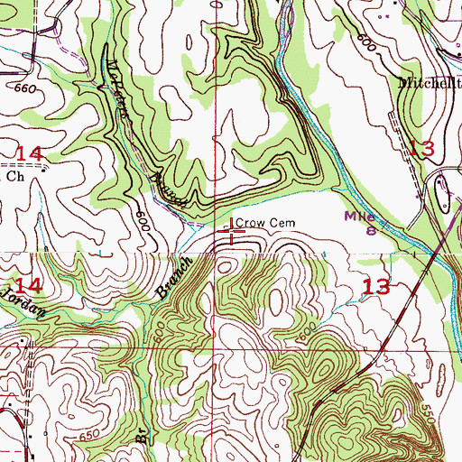 Topographic Map of Crow Cemetery, AL