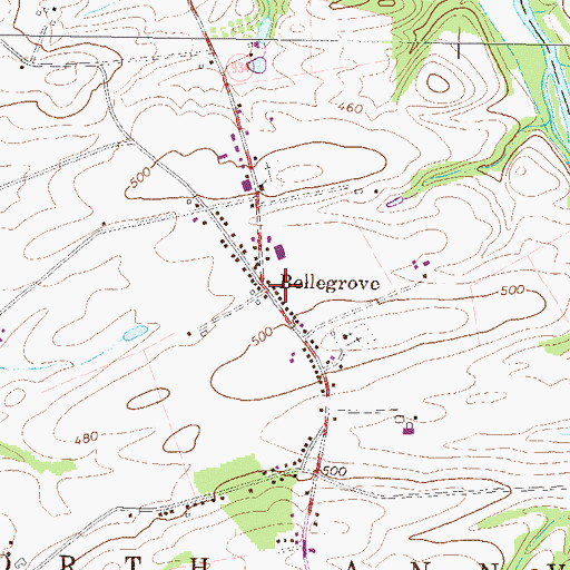 Topographic Map of Bellegrove, PA