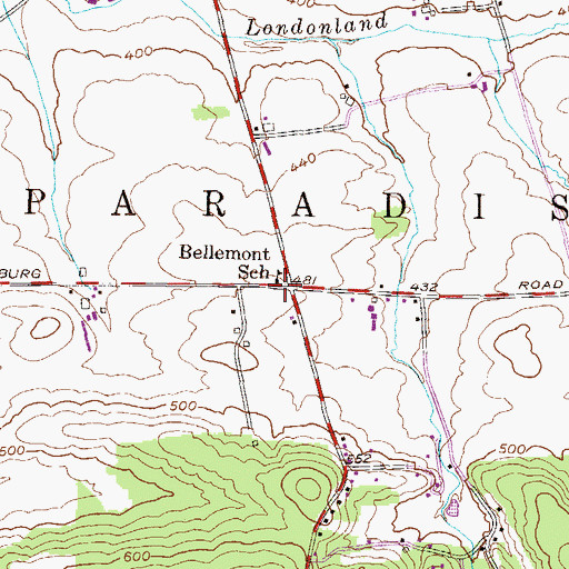 Topographic Map of Bellemont School, PA