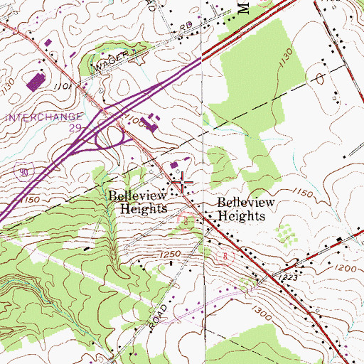 Topographic Map of Belleview Heights, PA