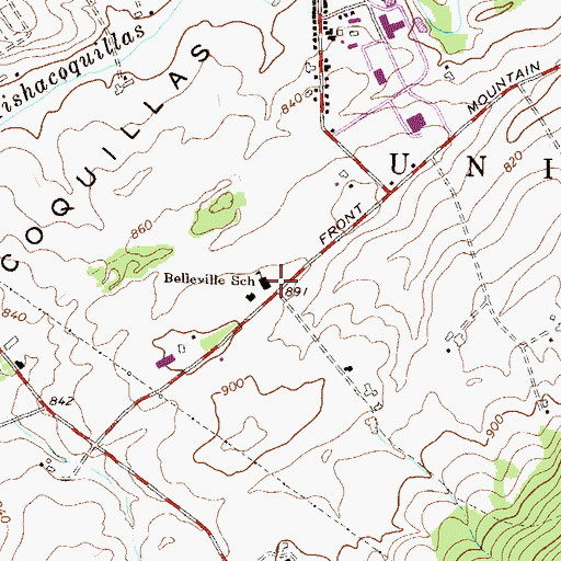 Topographic Map of Belleville School, PA