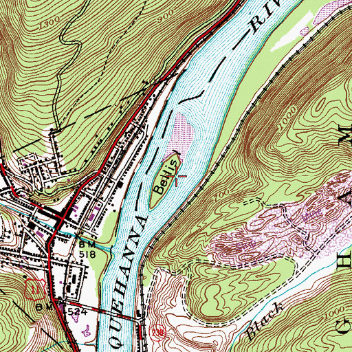 Topographic Map of Bellis Island, PA