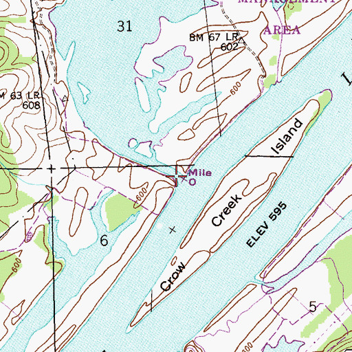 Topographic Map of Crow Creek, AL