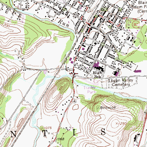 Topographic Map of Bells Gap Run, PA