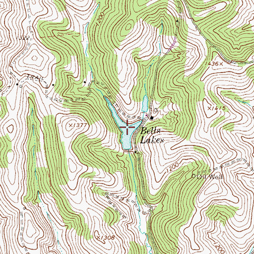 Topographic Map of Bells Lakes, PA