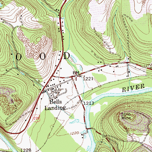 Topographic Map of Bells Landing, PA
