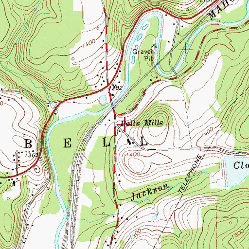 Topographic Map of Bells Mills, PA