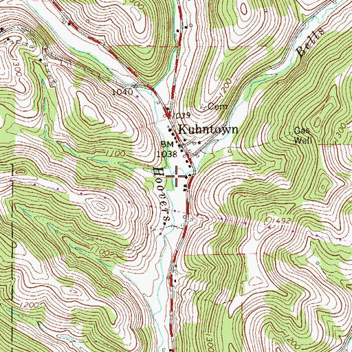 Topographic Map of Bells Run, PA