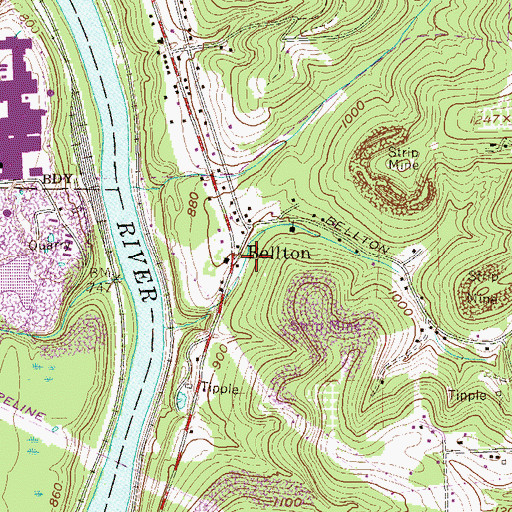 Topographic Map of Bellton, PA