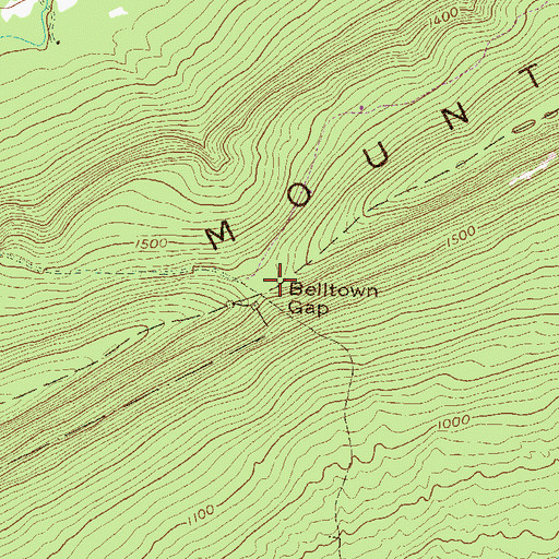 Topographic Map of Belltown Gap, PA