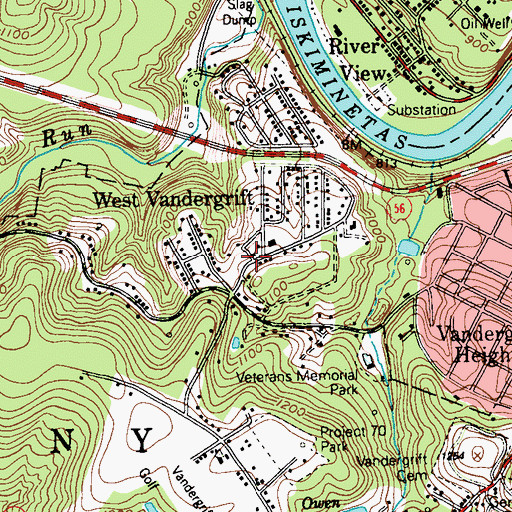 Topographic Map of Bellvue School, PA