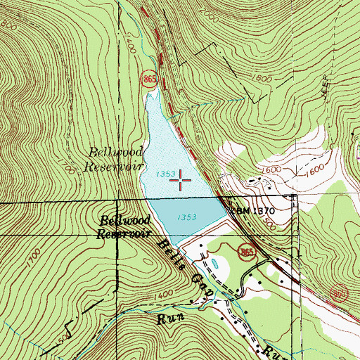 Topographic Map of Bellwood Reservoir, PA