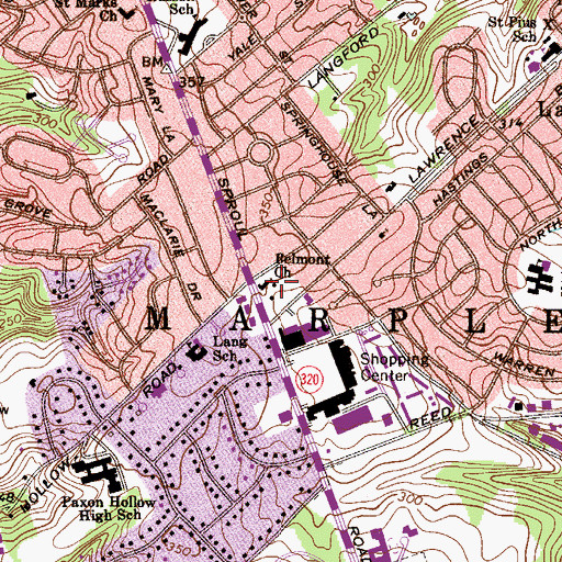Topographic Map of Belmont Church, PA
