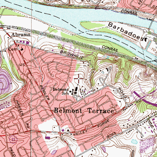 Topographic Map of Belmont School, PA