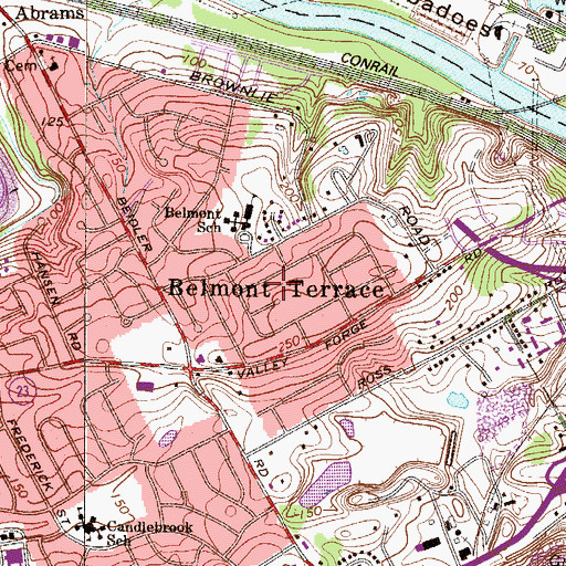 Topographic Map of Belmont Terrace, PA