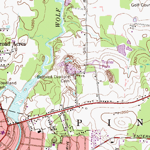 Topographic Map of Beloved Disciple Cemetery, PA