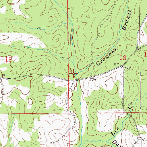 Topographic Map of Crowder Branch, AL