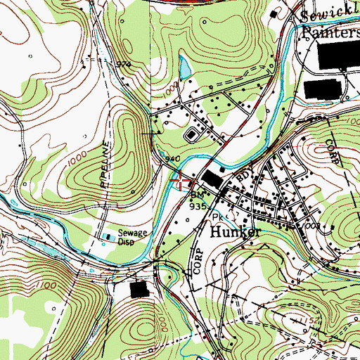 Topographic Map of Belson Run, PA