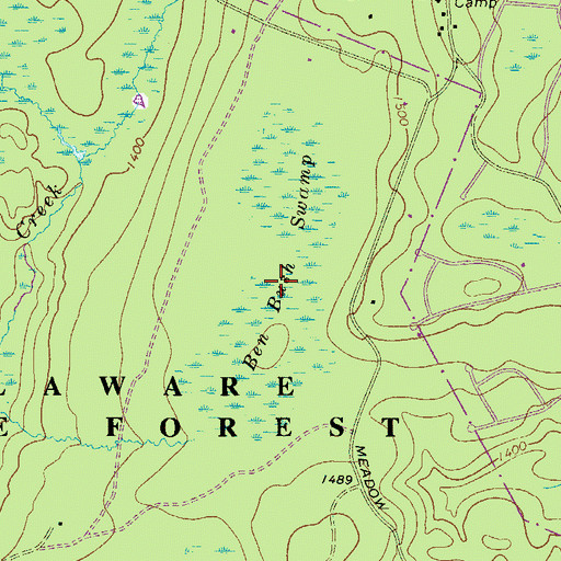 Topographic Map of Ben Bush Swamp, PA