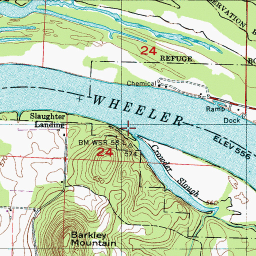 Topographic Map of Crowder Slough, AL