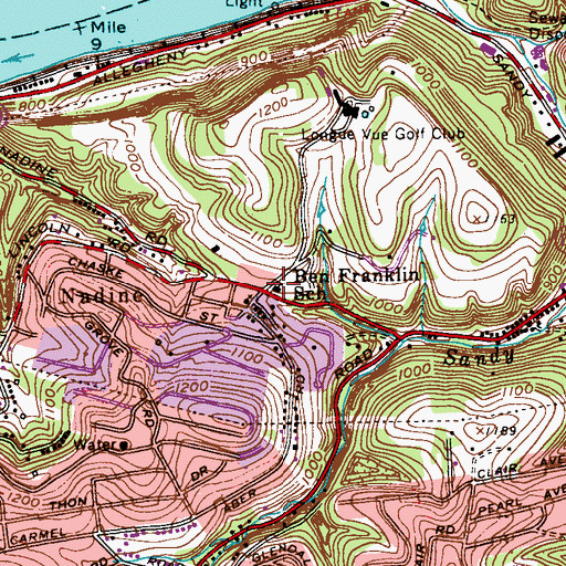 Topographic Map of Ben Franklin School, PA