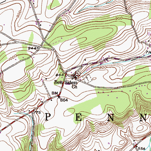 Topographic Map of Ben Salem Church, PA