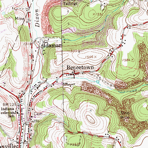 Topographic Map of Bencetown, PA