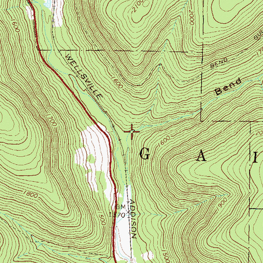 Topographic Map of Bend Gully, PA
