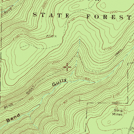 Topographic Map of Bend Gully Trail, PA