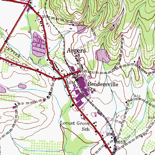 Topographic Map of Bendersville Station, PA