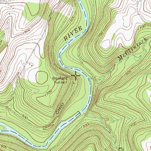 Topographic Map of Benford Tunnel, PA