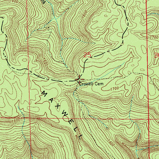Topographic Map of Crowell Cemetery, AL