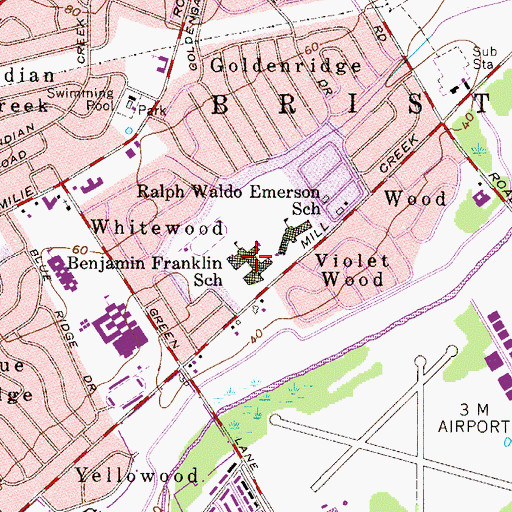 Topographic Map of Benjamin Franklin School, PA