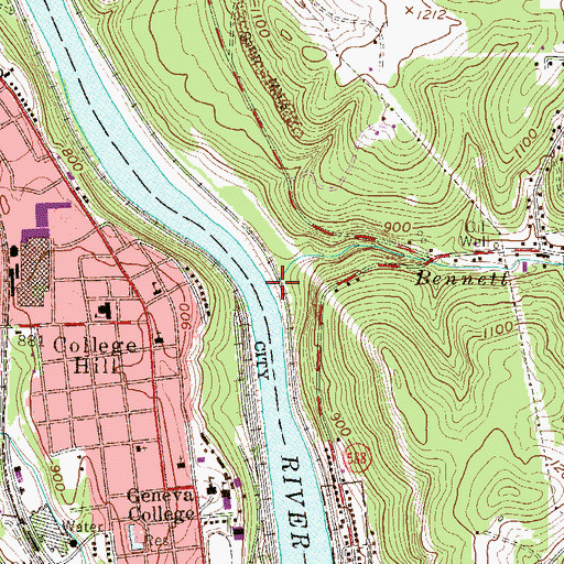 Topographic Map of Bennett Run, PA
