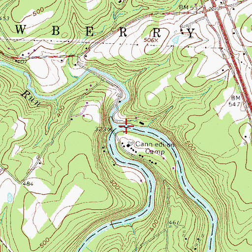 Topographic Map of Bennett Run, PA