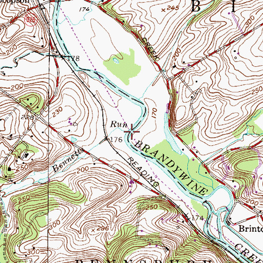Topographic Map of Bennetts Run, PA