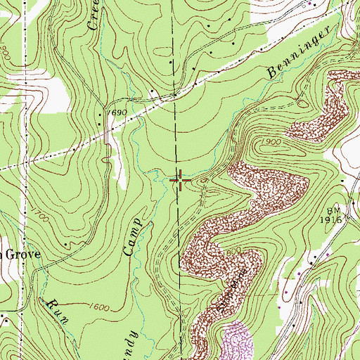 Topographic Map of Benninger Creek, PA