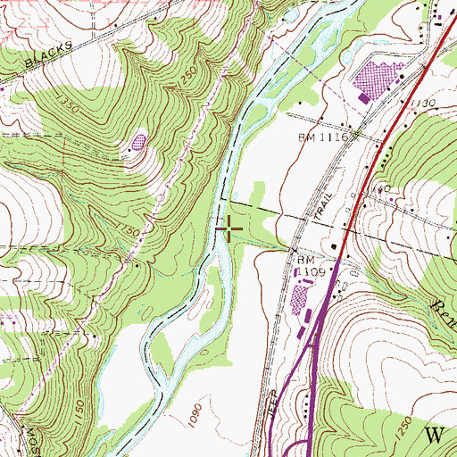 Topographic Map of Bennyhoof Creek, PA