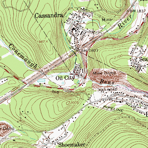 Topographic Map of Bens Creek, PA