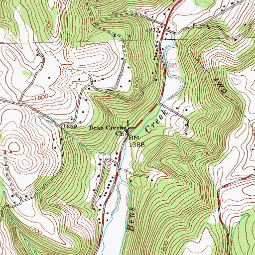 Topographic Map of Bens Creek Church, PA