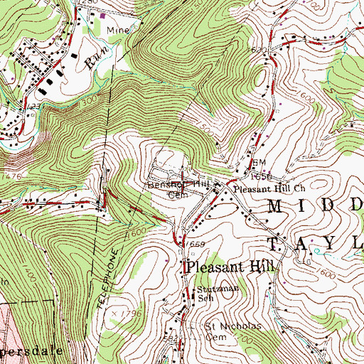 Topographic Map of Benshoff Hill Cemetery, PA