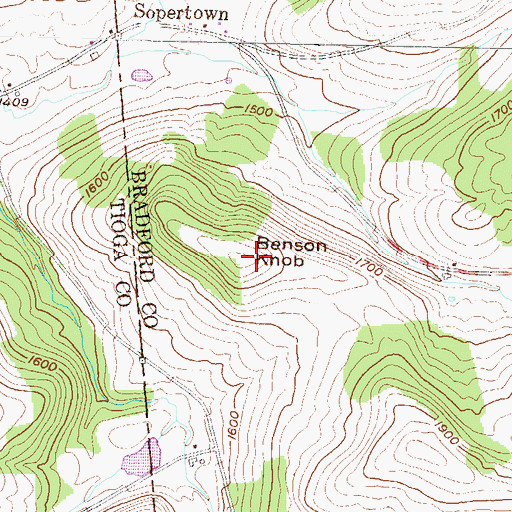 Topographic Map of Benson Knob, PA