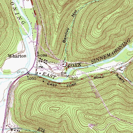 Topographic Map of Bentley Hollow, PA