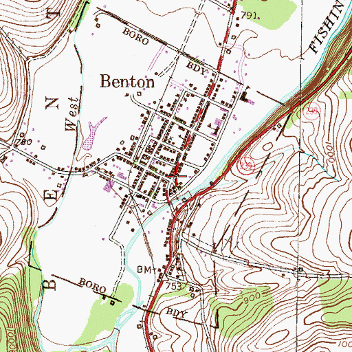 Topographic Map of Benton, PA