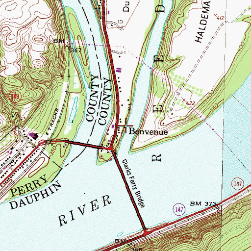 Topographic Map of Benvenue, PA