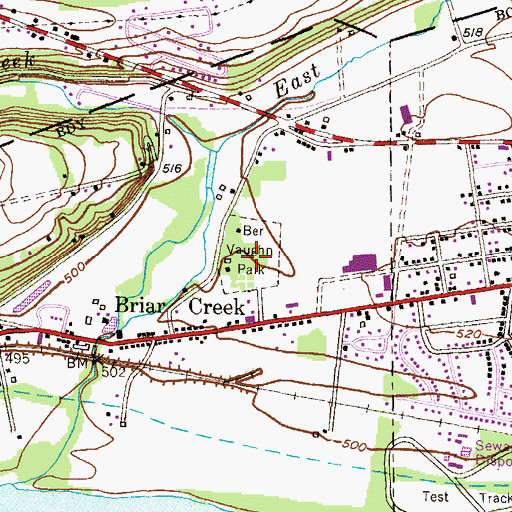 Topographic Map of Ber Vaughn Park, PA