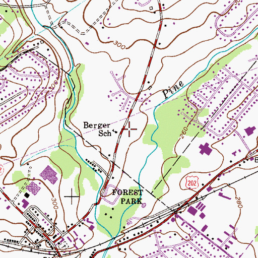 Topographic Map of Berger School, PA