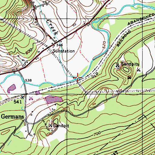 Topographic Map of Bergers Creek, PA