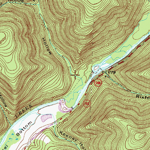 Topographic Map of Bergstresser Hollow, PA
