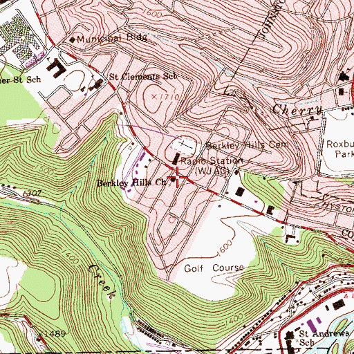 Topographic Map of Berkley Hills Church, PA